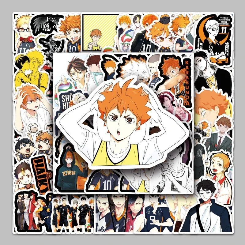 52/26PC Hinata Shouyou Kageyama Tobio Sawamura Daichi Tanaka Ryuunosuke Cartoon Graffiti Mobile Phone  Cup Waterproof Sticker