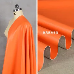 Orange PU Leather Fabric Soft Matte Synthetic Leather Jacket Clothing Fabric Cloth Apparel Sewing Fabric Per Meters Material