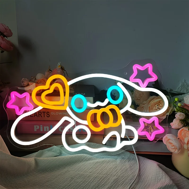 

Sanrio Cinnamoroll LED Neon Sign Cute Cartoon Multi-Color Wall Hanging Night Light, USB-Powered Plastic Anime Decorl for Bedroom