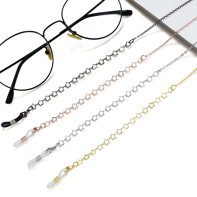 

2024 women Eyeglass Chain Hollow Star Sunglasses Reading Glasses Lanyard Eyewear Holder Neck Strap Rope Anti-drop silvers