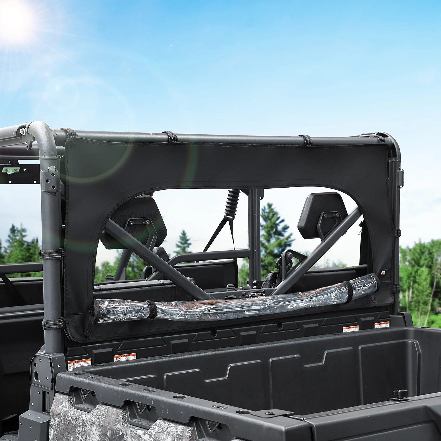 Soft Rear Windshield Compatible with CFMOTO UFORCE 1000/1000 XL 2019-2025 Rear Window with Zipper Roll Up PVC Back Window Screen