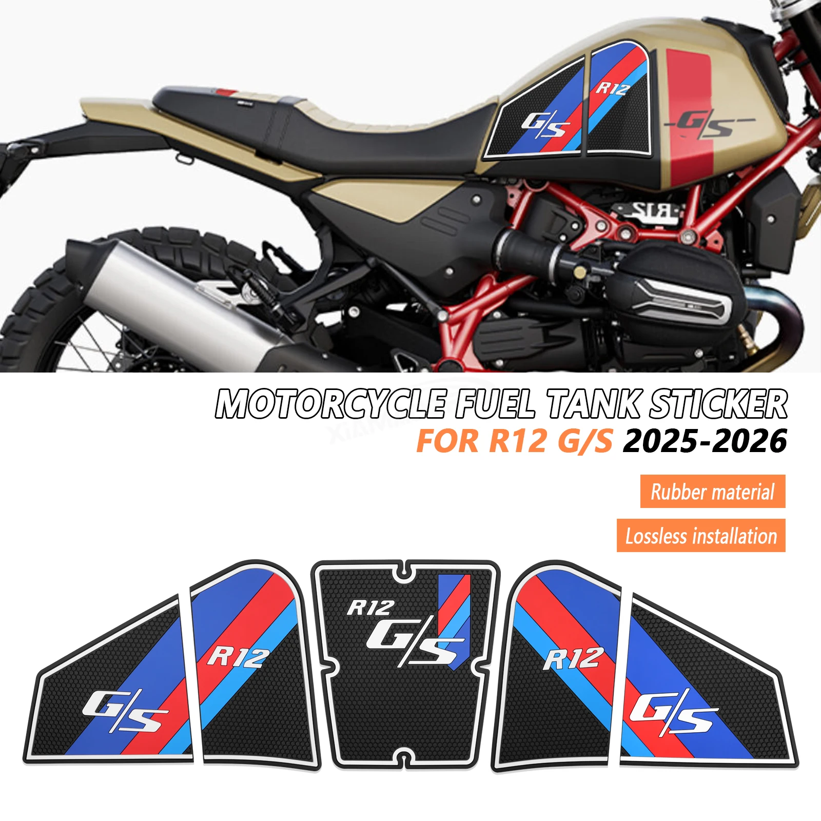 

For BMW R12 G/S 2025-2026 Tank Pad Motorcycle Fuel Tank Cushion Tank pad Protector Side Fuel Tank pad