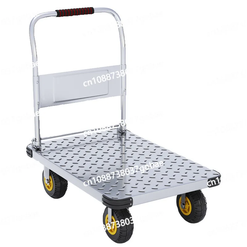 

Steel plate truck Thickened four-wheel folding trolley Express handling flatbed truck