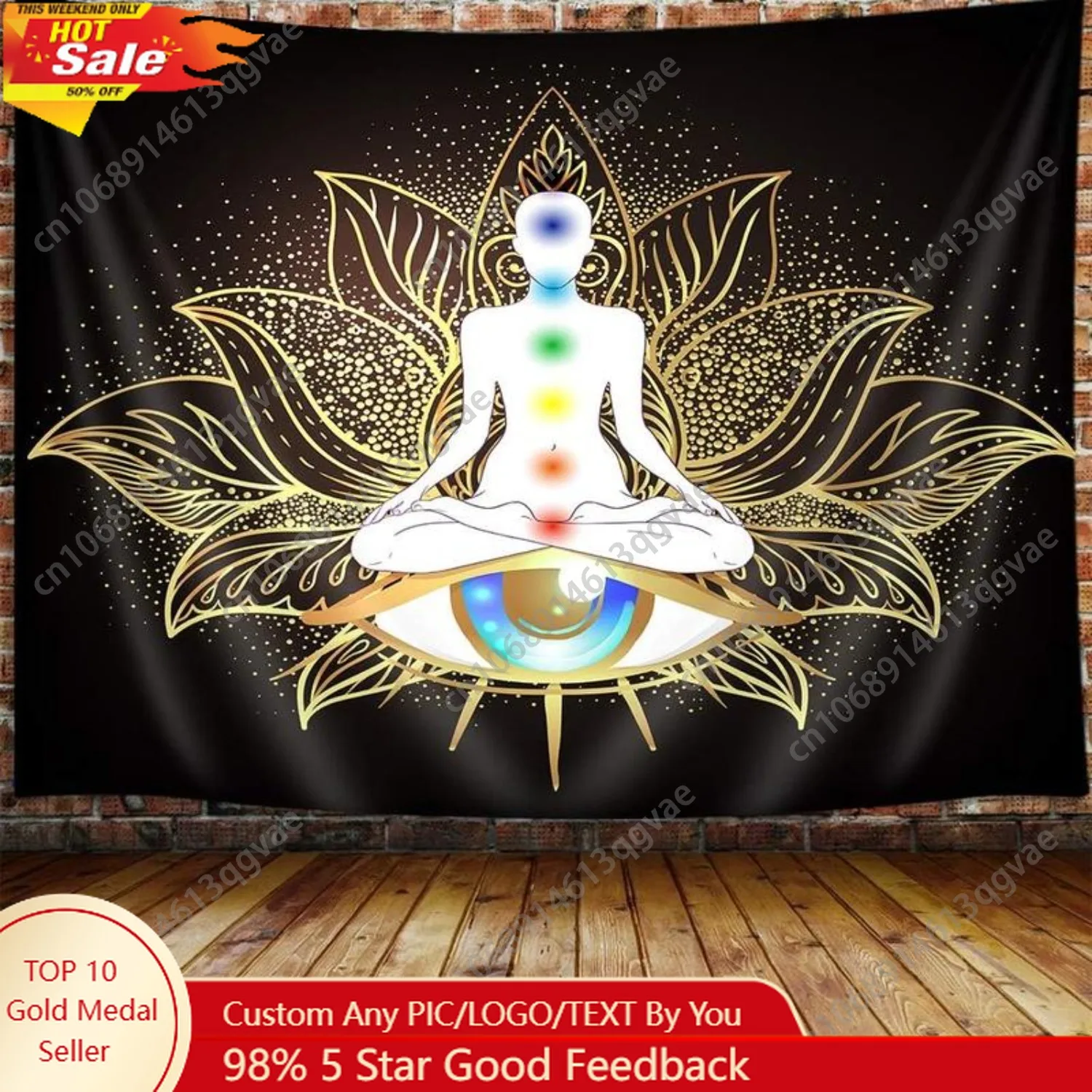 سبعة شقرا نسيج ماندالا عيون اليوغا التأمل زن ديكور نسيج صغير الجدار الشنق لغرفة النوم الهبي مخصص الديكور #1