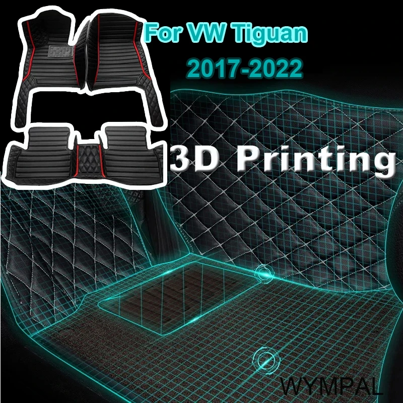 Car Mats Floor For VW Tiguan Allspace LWB 2017~2022 7seat Leather Not Computer Box Under The Driver Seat Car Accessories