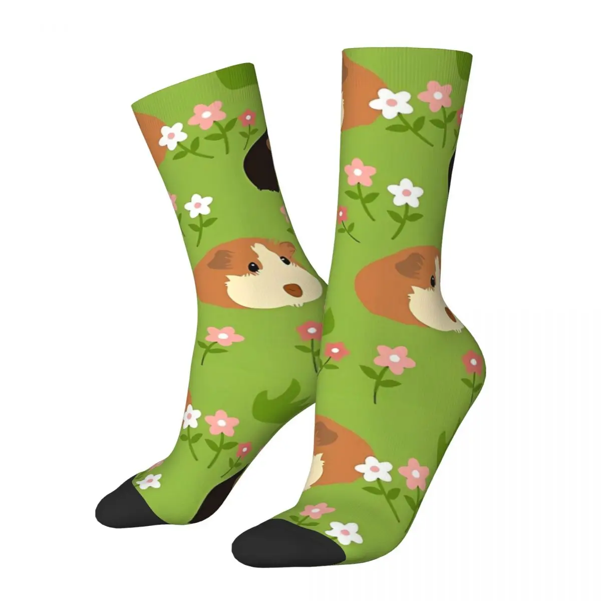 

Funny Happy Sock for Men Flowers Green Harajuku Guinea Pig Cavia Porcellus Quality Pattern Printed Crew Sock Seamless Gift