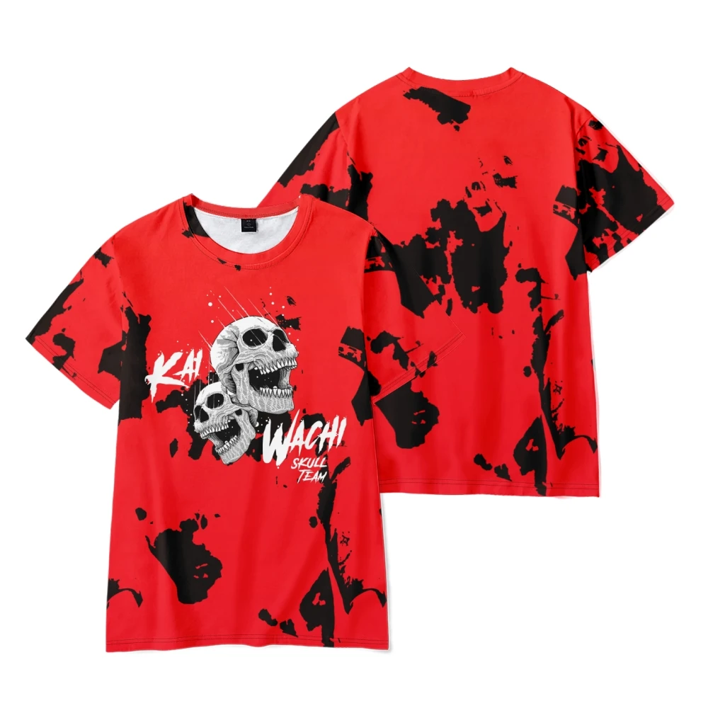 

Kai Wachi Skins Tour Skull Team Tie Dye Tshirt Crewneck Short Sleeve Women Men T-shirt Harajuku Streetwear 3D Clothes