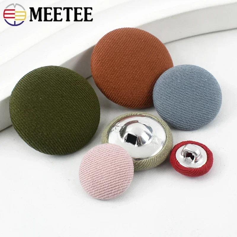 20Pcs Meetee 11-30mm Round Cloth Covered Button Decorative Shank Buttons for Suit Coat Dress Clothes Sewing Buckle Accessories