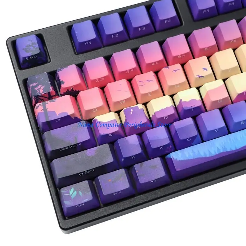 F68C 128Keys OEM Profile Keycaps PBT 5 Face Dye Sub для механической клавиатуры