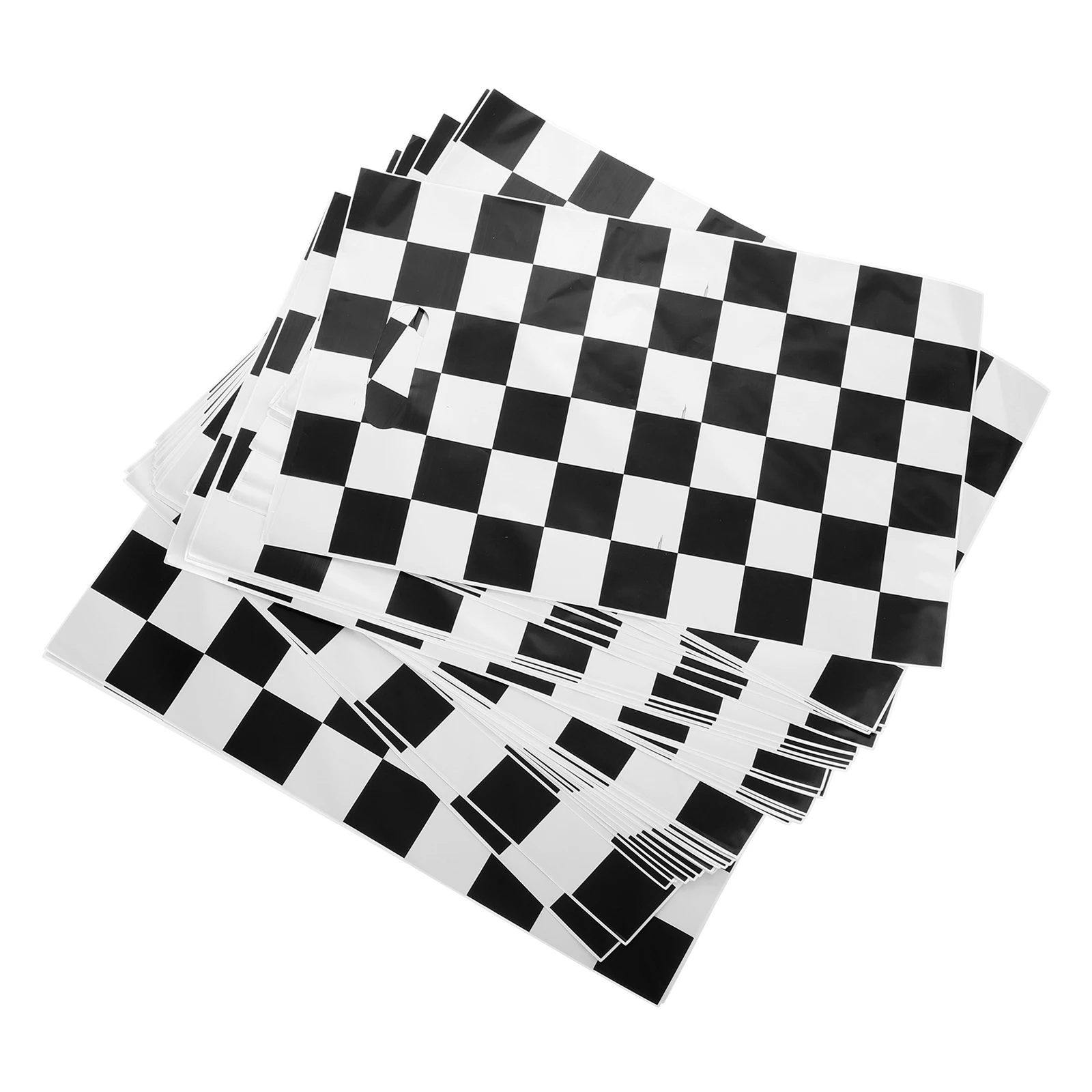 50 Uds. Bolsa de mano con temática de carreras, bolsas de regalo a cuadros blancas y negras para recuerdo de fiesta, compras, dulces, regalos de cumpleaños