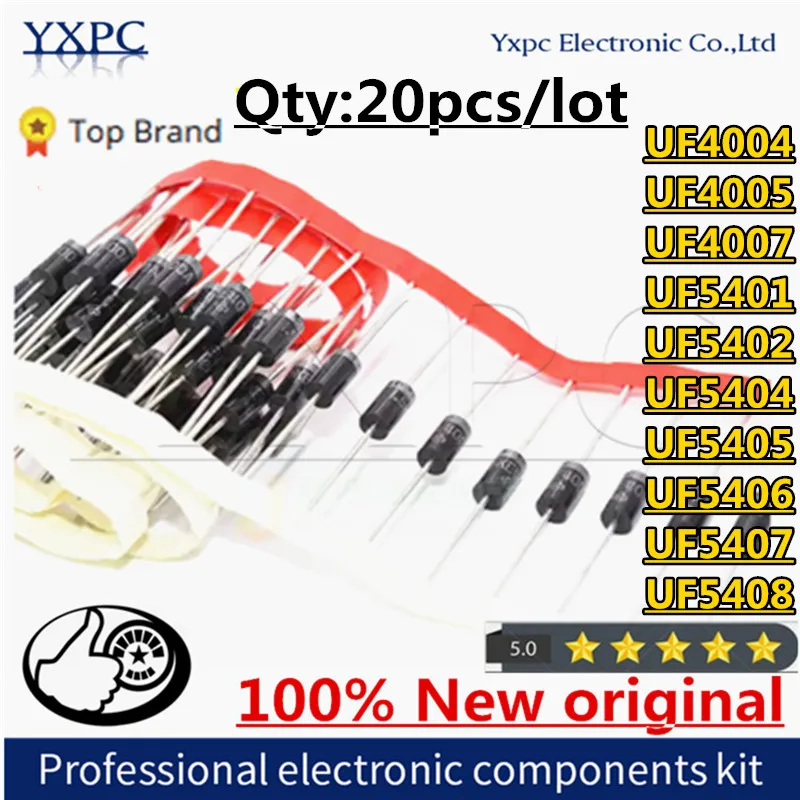 20pcs  diode UF4004 UF4005 UF4007 UF5401 UF5402 UF5404 UF5405 UF5406 UF5407 UF5408 diodes