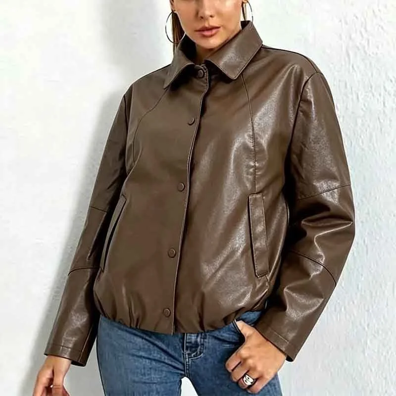 Fall 2026 Casual Versatile Leather Jacket 3D Fashion Design High-End Sensation New Style Short Length All-Match Outerwear