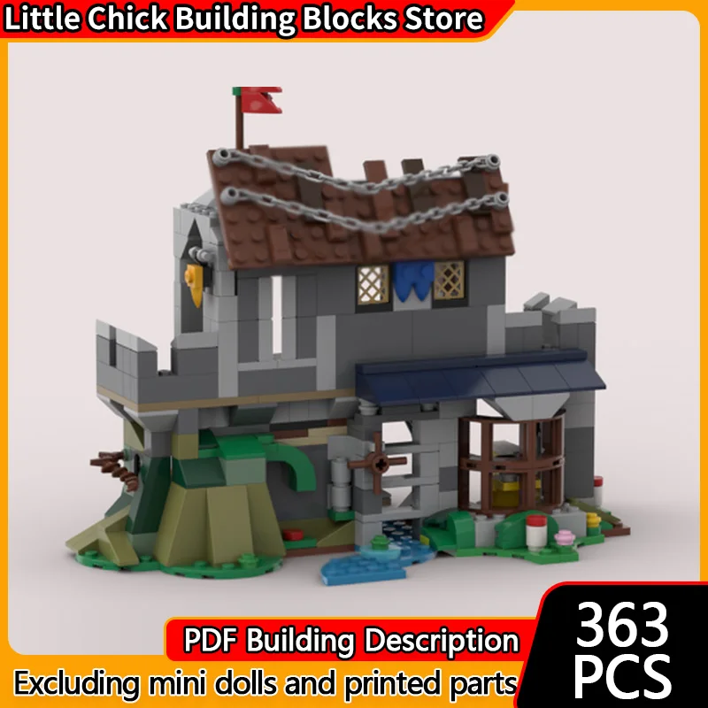 

Средневековый замок, модель MOC, строительные кирпичи, рынок и мельница, модульная технология, детские праздничные подарки, сборка игрушек, костюм