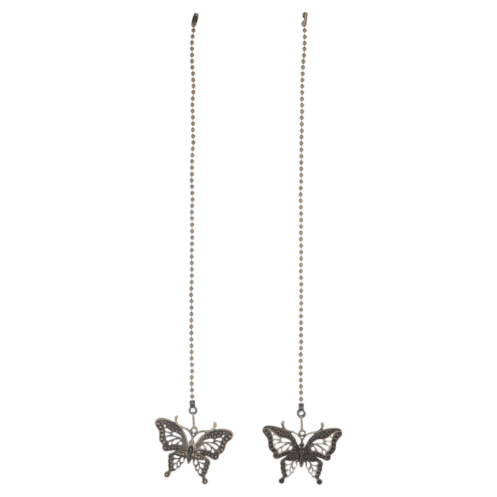 

2Pcs Butterfly Ceiling Fan Pull Chain Extender Alloy Vintage Hollow Design Decorative Lamp Light Chain Replacement for Bathroom
