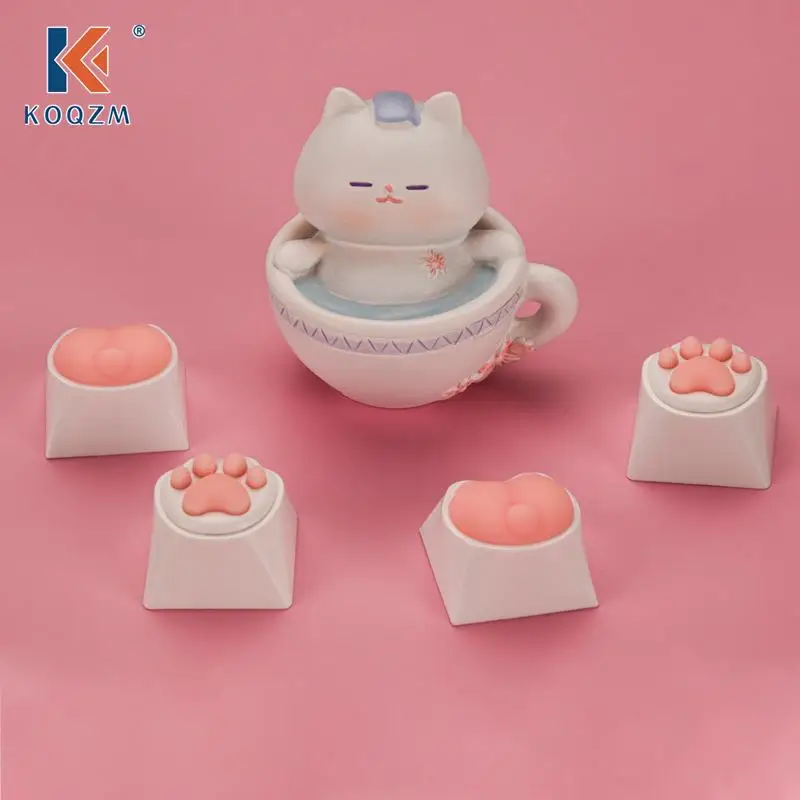 

Cute Cat Paw Keycaps For Mechanical Keyboard For Cherry MX Switch DIY Custom Key Cap Soft Silicone Keycup Artisan Pink Color