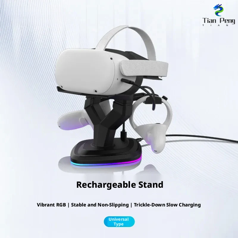 15W RGB Colorful Charging Dock Stable Anti Shake Slow Charging Stand Compatible for Q3 Q3S PICO Series VR Headset
