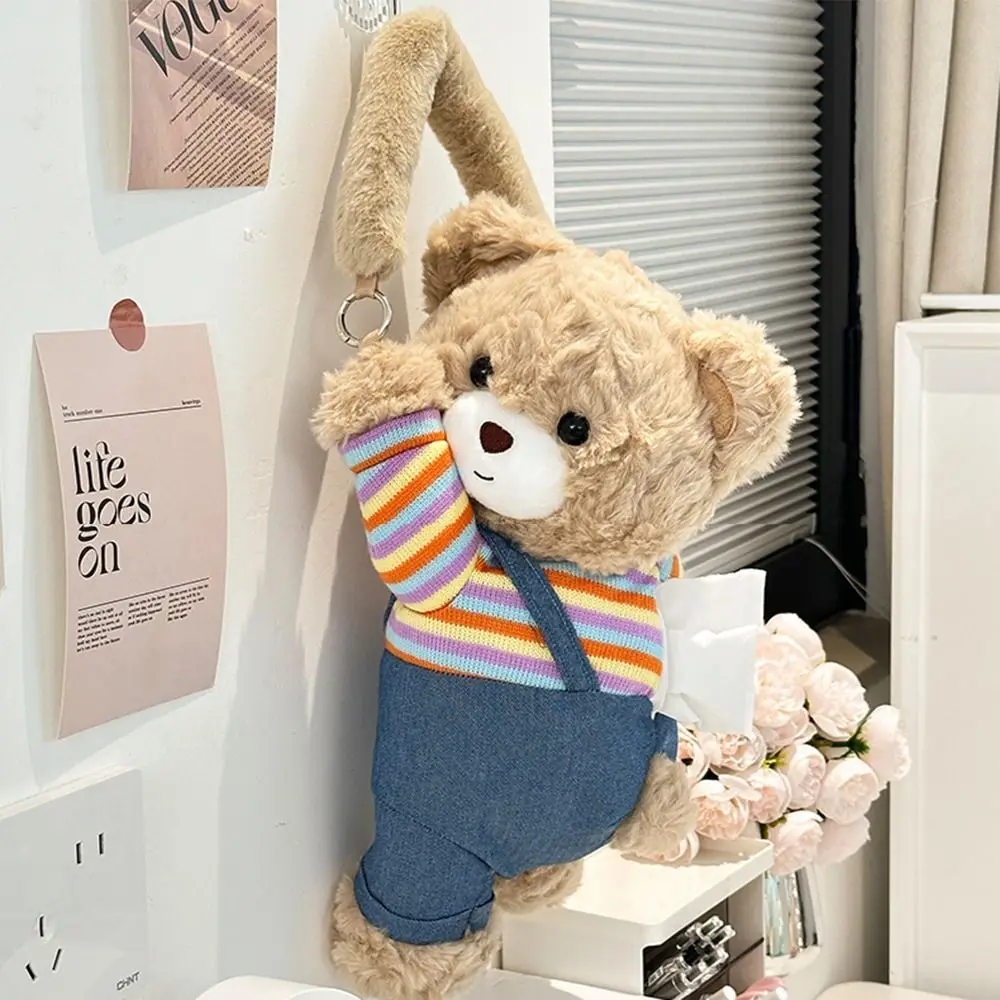 

Cartoon Plush Bear Vehicle Tissue Bag Soft Creative Car Tissue Hanger Doll Decorative Fluffy Animal Plush Tissue Box Dispenser