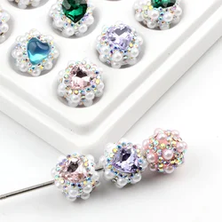 4pcs Mixed Rhineston Beads with Artificial Pearl Clay Beads for Jewelry Making DIY Bracelet Phone Pen Bag Chain Accessories