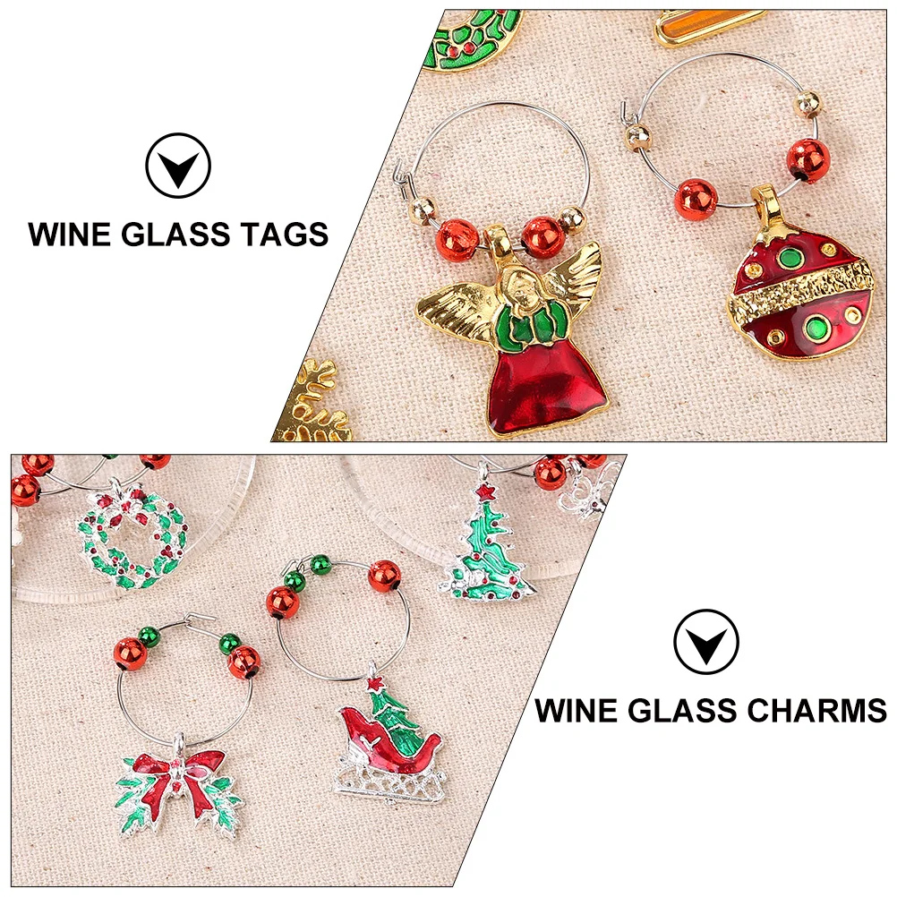 

18pcs Wine Glass Charms Shiny Metal Reusable Christmas Decorations Festive Tags No Rust Life Glass Rings Ideal Gifts
