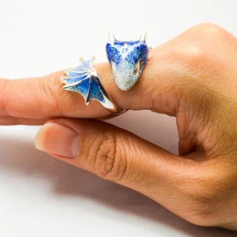 Original Design Enamel Glaze Starry Sky Knight Dragon Opening Rings for Women Colorful Unique Craftsmanship Charm Jewelry