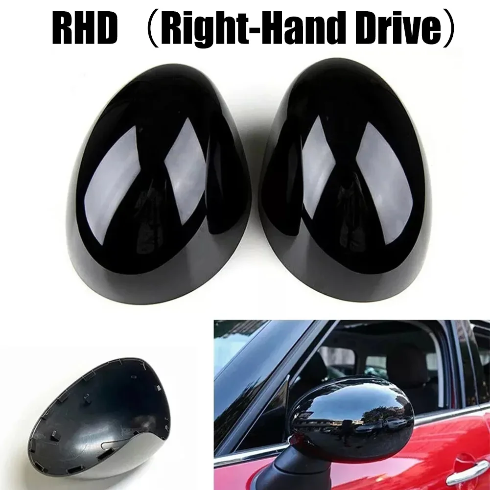 2x Gloss Black Wing Mirror Cover Cap Casings Suitable For BMW For Mini F54/F55/F56/F57 For RHD Replacement Mirror Housings Parts