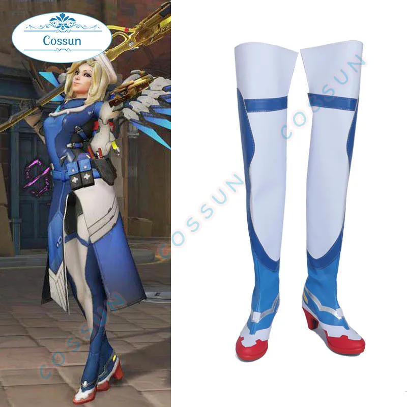 Aangepaste genade Angela Ziegler cosplay schoenen lange laarzen dames heren Halloween spel schoenen