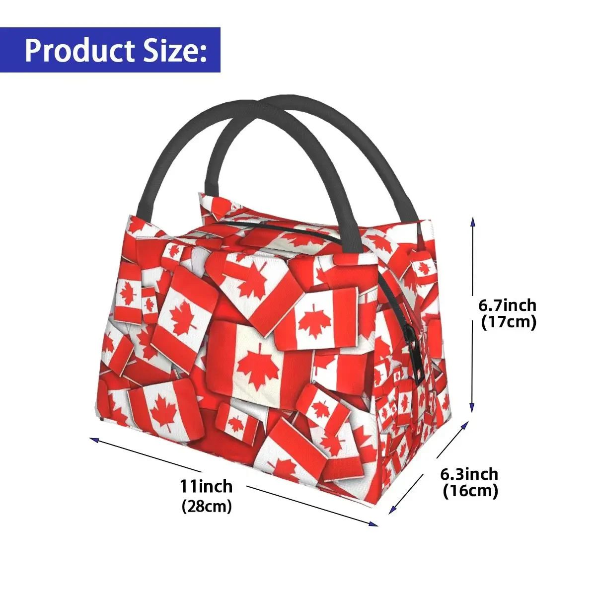 Red Leaf Lunch Bag Canada Flag Picnic Lunch Box For Unisex Leisure Graphic Thermal Lunch Bags Oxford Cooler Bag