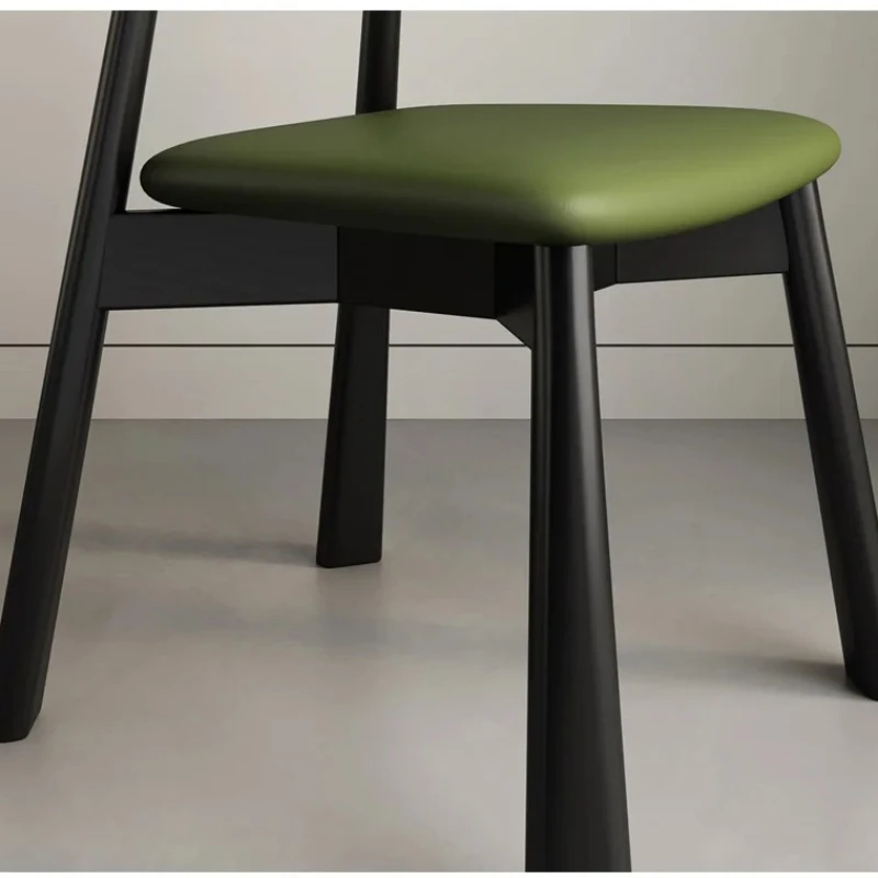 Nordic Style Solid Wood Dining Chair Upholstered Kitchen Living Room Accent Chair Modern Ergonomic