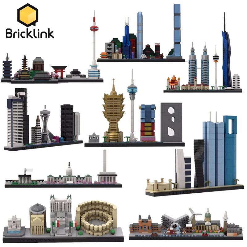 Bricklink City Skyline Sets Kuala Lumpur Macao Washington Amsterdam Kyoto Seattle Seoul Rome Street View Bausteine Spielzeug