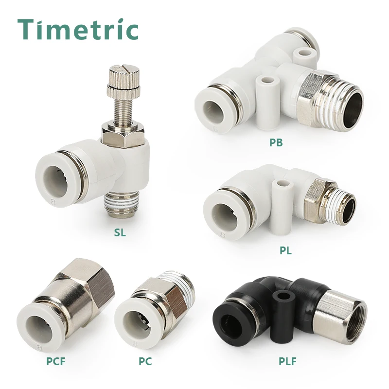 Series Male Thread Plastic Brass Pneumatic Parts Throttle Valve Fittings Air Quick Connector Element One Touch Push