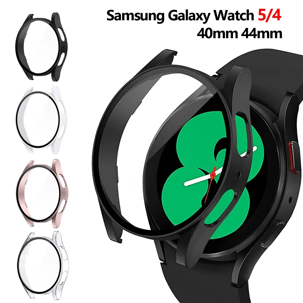 Tempered Glass+Case for Samsung Galaxy Watch FE 5 4 40mm 44mm All Coverage Protective Bumper+Screen Protector for Galaxy Watch 6