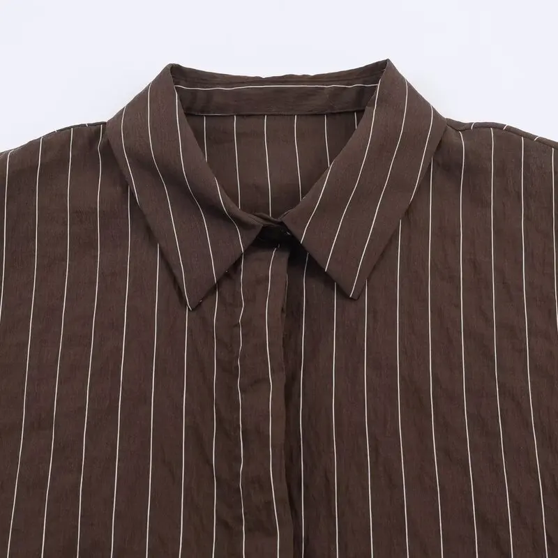 Inverno 2025 Donna Faion Long Sve Button up Striped irt Versatile Colletto irt Pendolarismo Sle Loose Fit Regular Thic...