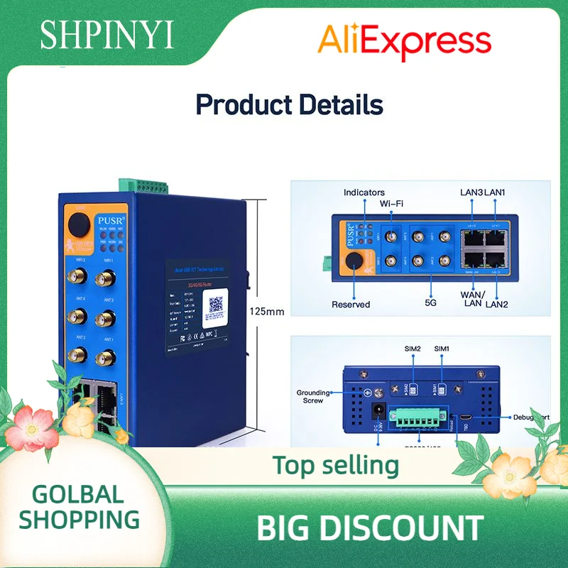 

Двойная SIM-карта PUSR и Wi-Fi, сотовый маршрутизатор 5G промышленного класса USR-G816w-G