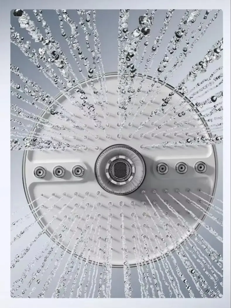 New 175mm Ceiling Mounted Rainfall Shower Head High-pressure Large Flow Top Spray 5 Modes Adjustable Supercharge Bathroom Shower