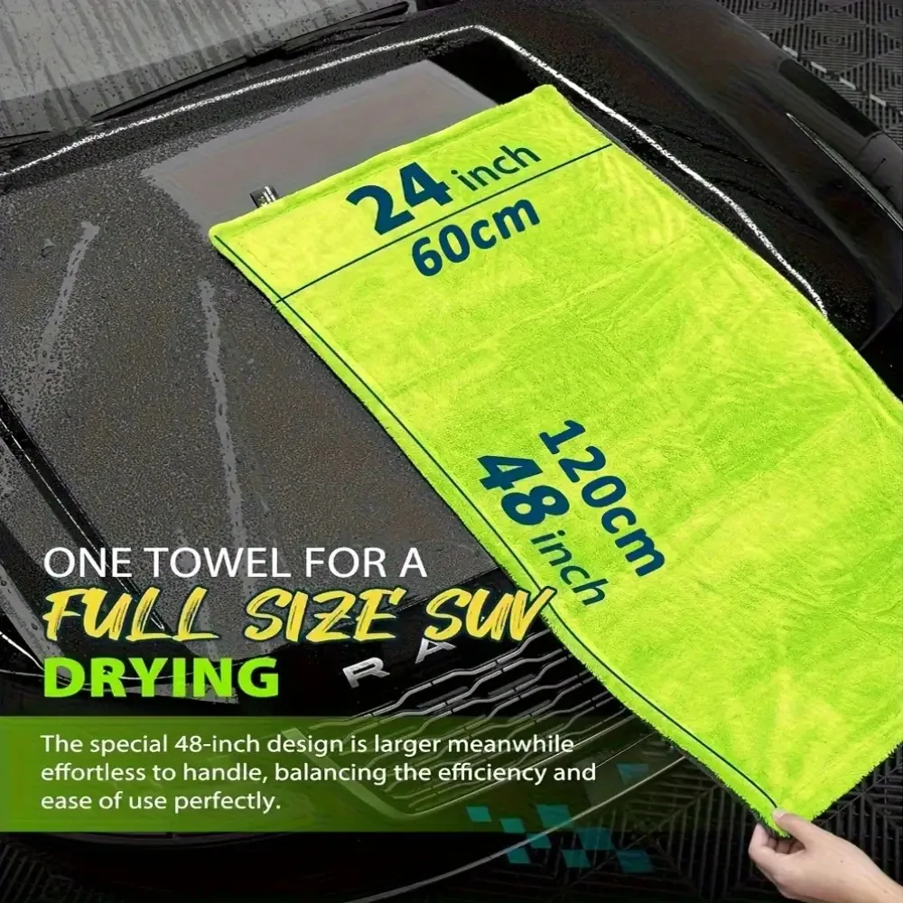 1400GSM Heavy Duty SUV Truck Drying Towel Extra Large 48x24 Inch Double Sided Microfiber Cloth Absorbent Car Wash Towel