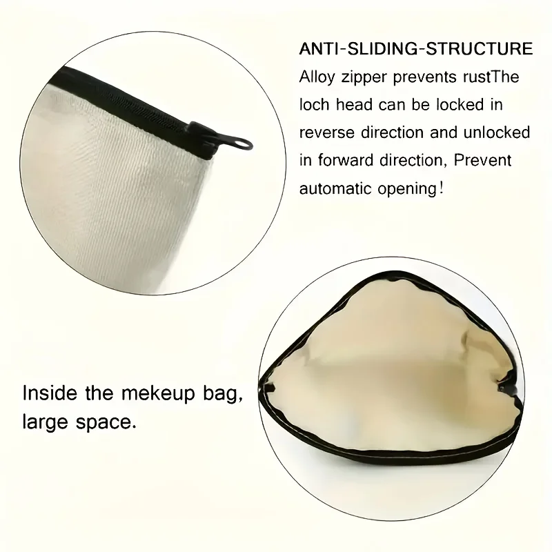 Borsa per il trucco con citazione ispiratrice tedesca - "Es è wonderbar, dich um unsher" - Astuccio cosmetico bianco con accenti a cuore, organizzare