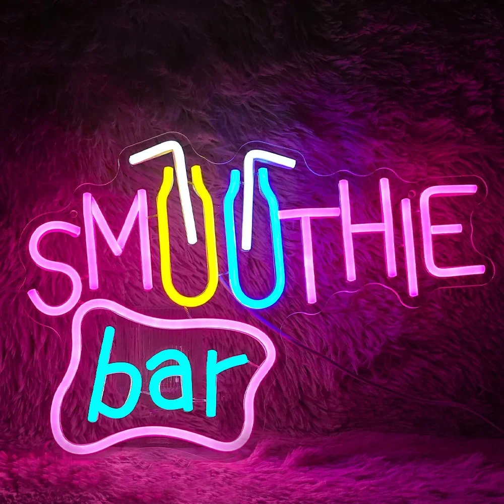 Smoothie Bar Neon Signs Dimmable Led Lights Decoration Bedroom For Shop Wall Decor USB Powered For Bar Party Beverage Store