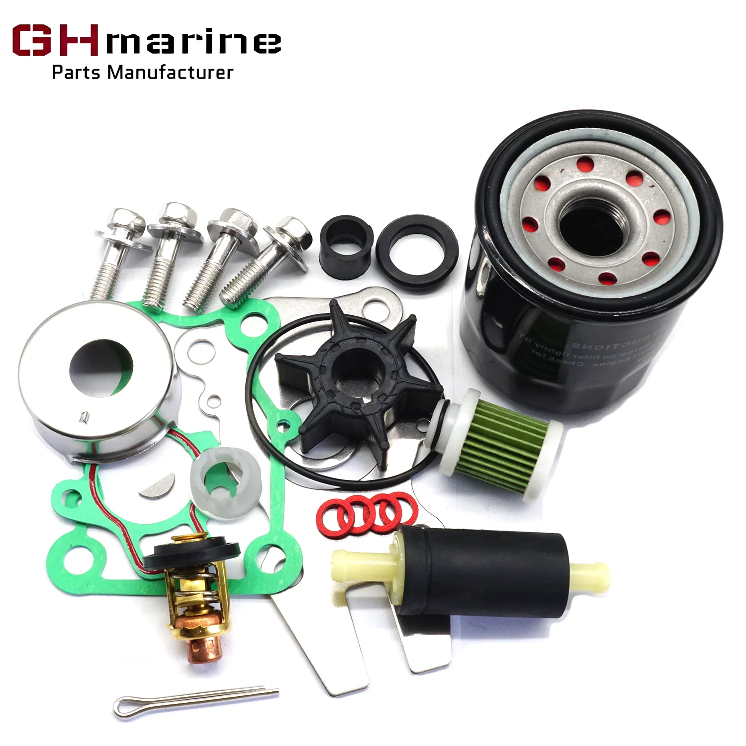 

Outboard Water Pump Rebuild Maintenance Repair Kit 6BG-W0078-01 for Yamaha F30B F40F with Drain Thermostat Oil Filter 5GH-13440