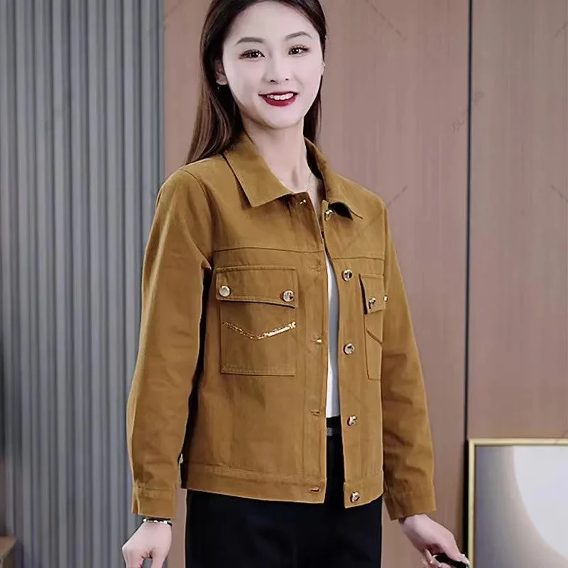 Short Jacket Women's 2025 Spring Autumn New Korean version Versatile Long sleeved Denim Jacket Female Single breasted Casual Top