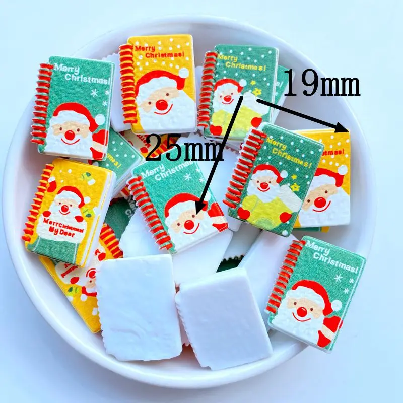 10Pcs New Cute Mini Book Santa Series Flat Back Resin Scrapbooking DIY Jewelry Craft Decoration Accessories