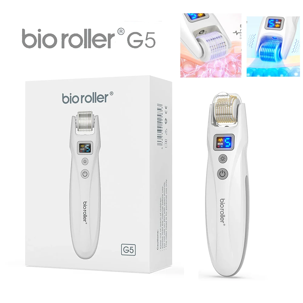 

Bio roller G5 540 Titanium Microneedling With LED Lights And EMS Derma Roller for Hair Growth & Skin Care Micro Needling Roller