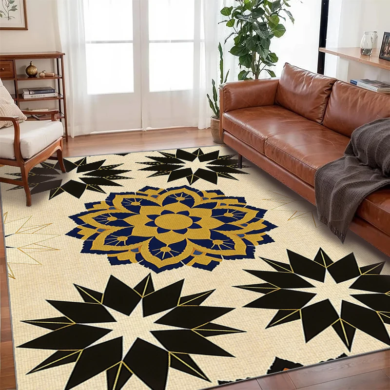 VIKAMA Moderner bunter Teppich mit Rautenmuster, rutschfest, leicht zu reinigen, für Wohnzimmer, Schlafzimmer, Sofa, Nachttisch, Zuhause, Bodenmatte