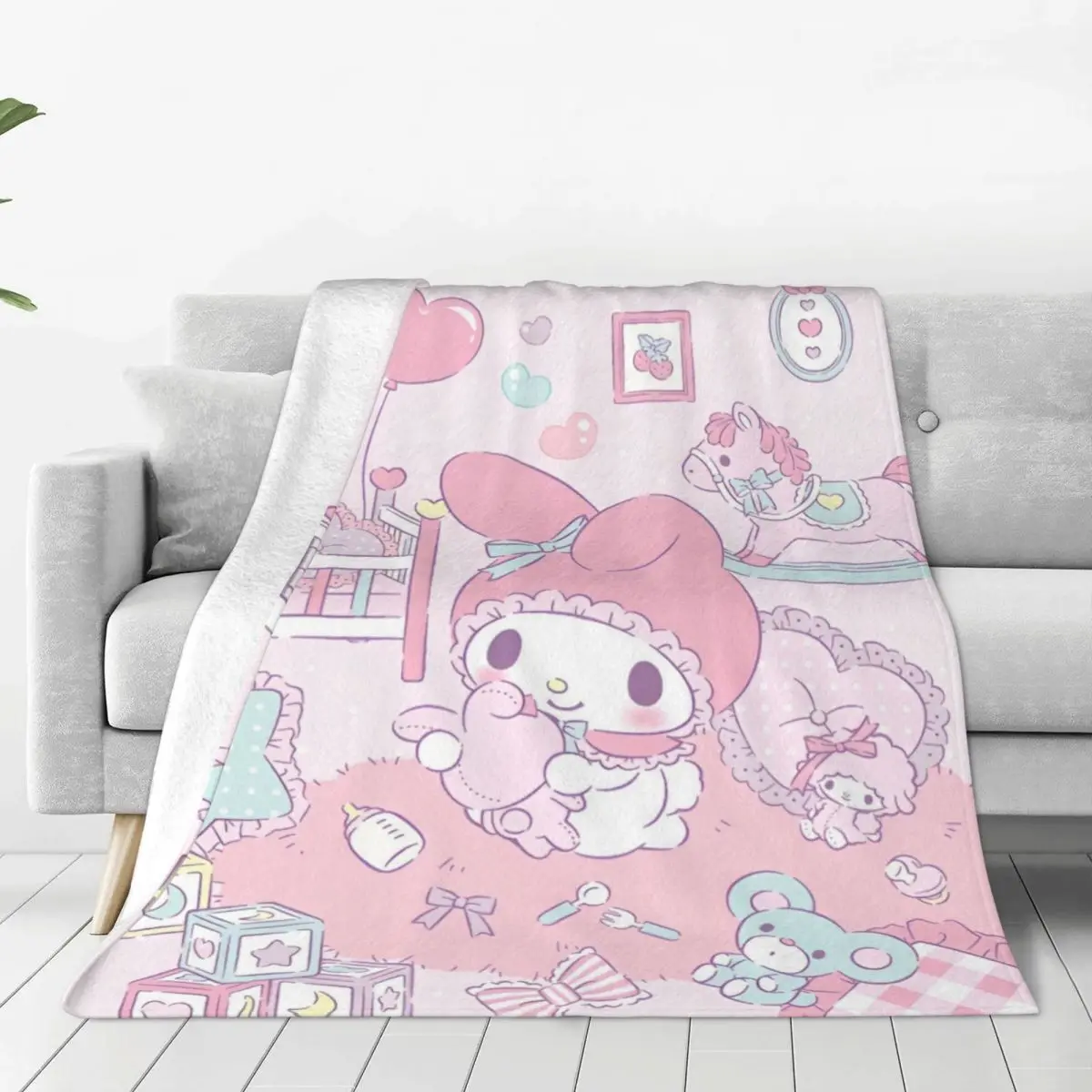 

My Melody Super Warm Blanket Picnic Plush Throw Blanket Street Trend Couch Bed Flannel Bedspread Sofa Bed Cover