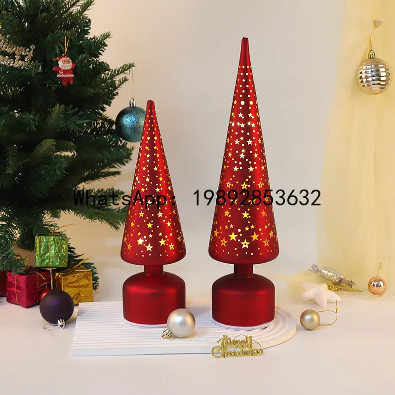 PYJ Christmas tree night light creative glass handicrafts Christmas star tower light luminous ornament
