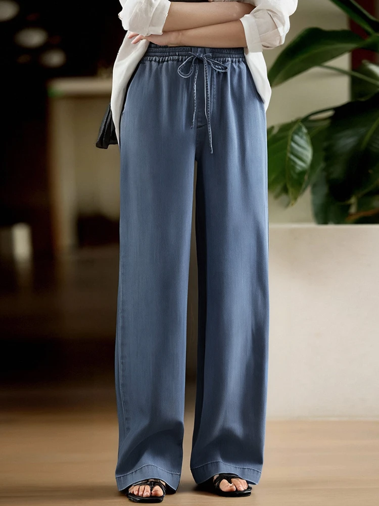 

Джинсы женские Chivirin из высококачественного лиоцелла и шелка, свободного кроя, летние, модные, универсальные, с широкими штанинами, высокой талией, на молнии, деним