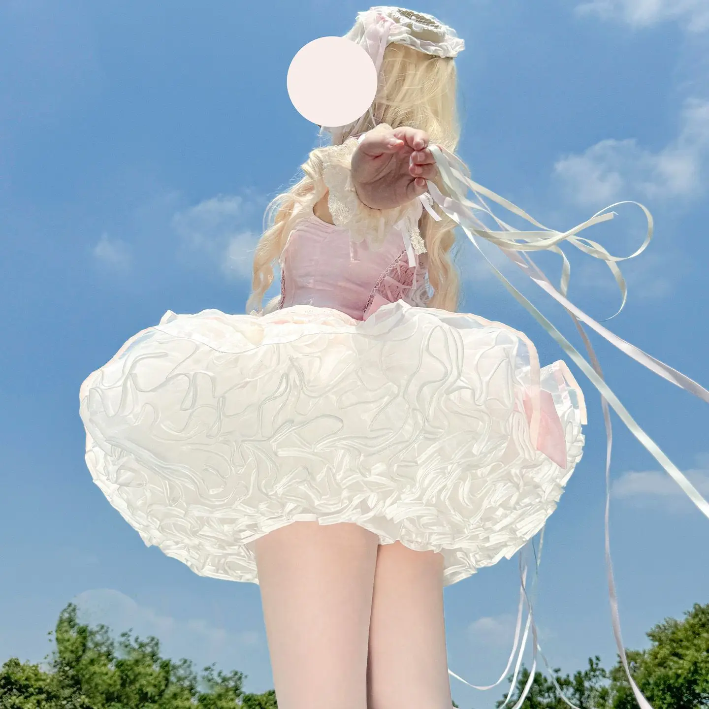 MAGOGO Lolita Krótka Spódniczka Biała Super Puszysta Tiulowa Halka Pod Sukienkę Damska Cosplay Suknia Balowa Ślubna Bezszwowa Halka Tutu