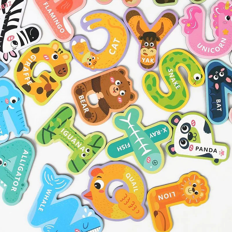 Grands lettres magnétiques animaux marins Alphabet jouets majuscules ABC cognitif puzzle aimants réfrigérateur mignon réfrigérateur enfant enfants