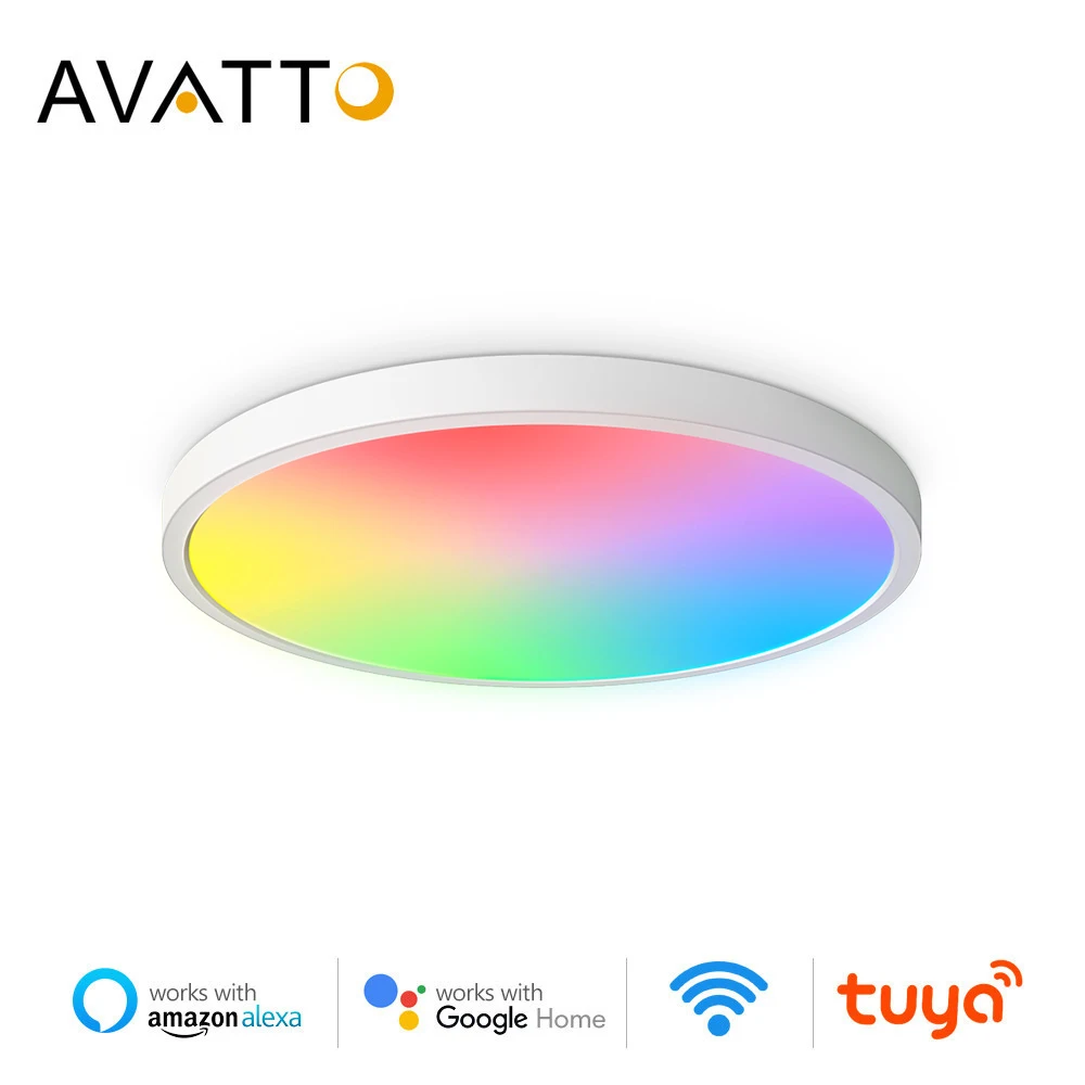 AVATTO Tuya Smart WIFI LED Ceiling Chandelier 24W RGBCW Cold Warm White Remote Light for Bedroom Works Alexa,Google Home,Alice