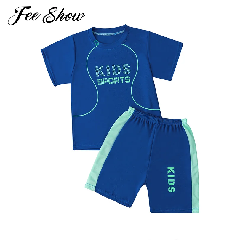 

Kids Boys Girls Casual Basketball Football Outfit Tracksuit Dry Quickly Breathable Short Sleeve Top Shorts Sport Sets Sportswear