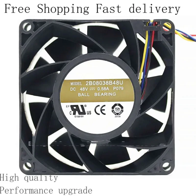 

2B08038B48U 8cm 8038 80x80x38mm 48V 0.58A Cooling Fan Brushless Motor Case Quiet